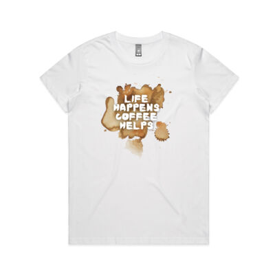 Life Happens, Coffee Helps - Woman's Messy Coffee Stained Tee Thumbnail