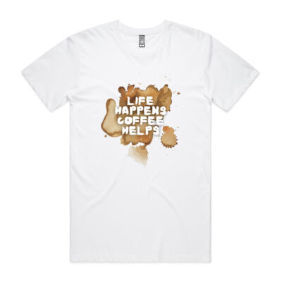Life Happens, Coffee Helps - Men's Messy Coffee Stained Tee Thumbnail